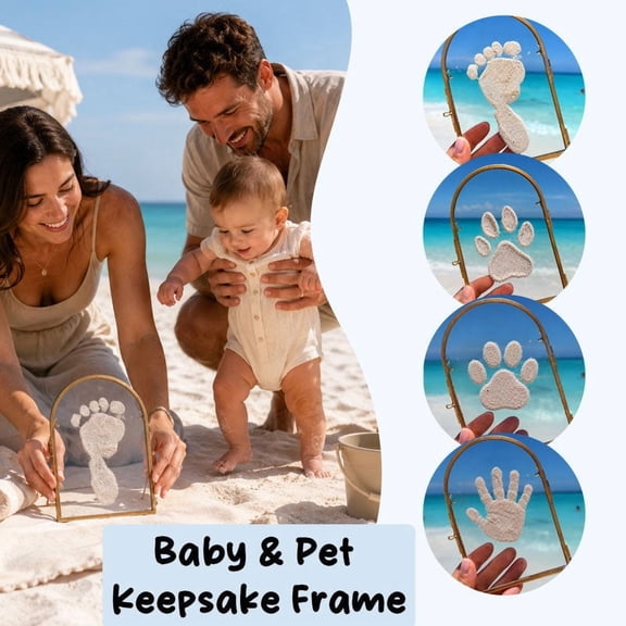 Gold Metal Floating Glass Keepsake Frame Kit, DIY Baby Handprint & Footprint Maker, Dog Paw Print Impression Frame, Personalized Mom Gift for Baby Shower, Nursery & Pet Memorial, 1 Pack