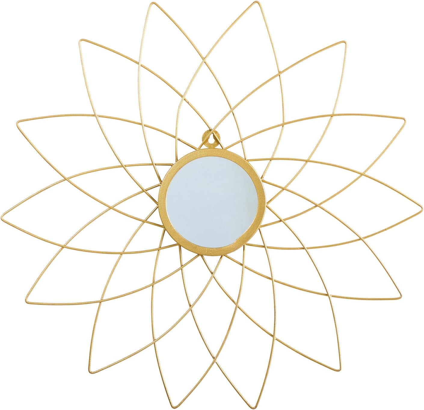 Gold Metal Floral Round Wall Mirror, 26"