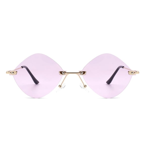 Gold Metal Frame Sunglasses - Pink Lens UV Protection Cute Daily & Party Eyewear