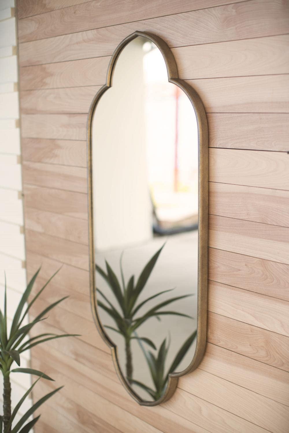 Elegant Gold Metal Rectangular Wall Mirror, 22.5" x 48"
