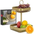 thumbnail image 1 of 2-Tier Modern Gold Metal Fruit Cake Stand Display Bowl for Fruit, Bread, Vegetables, 1 of 10