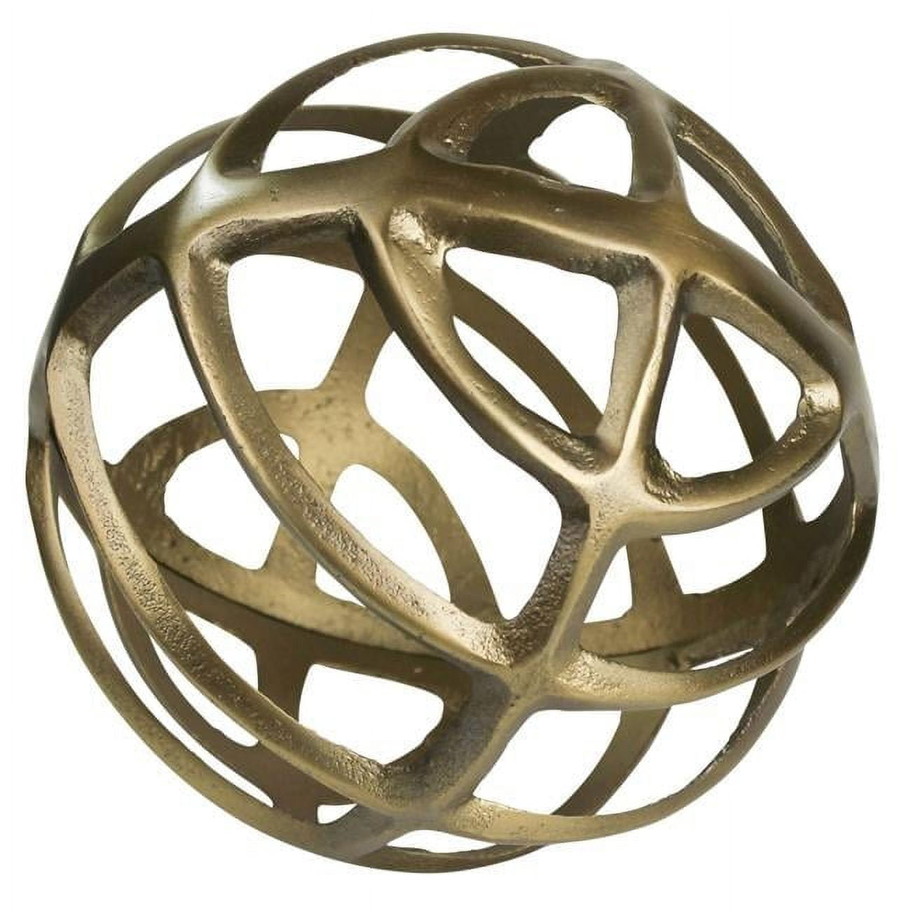 Gold Metal Geometric Sphere, Brass