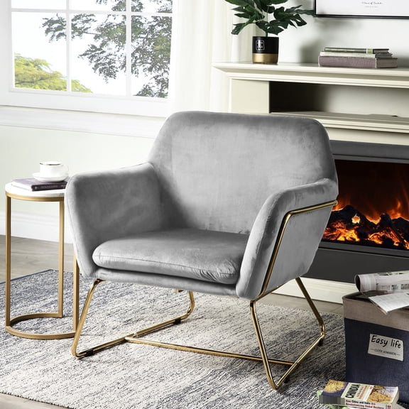 Gold Metal Legs Accent Chair | Suited for Glam Decorating | Ensures a Comfortable Sitting Posture
