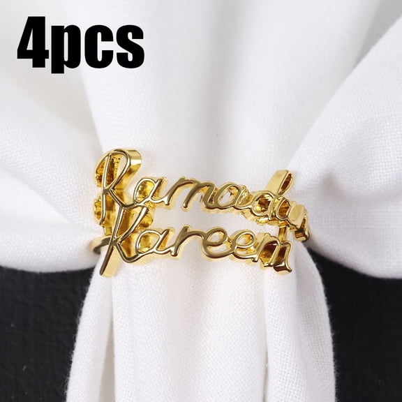 Gold Metal Letter Napkin Rings Set of 4 Personalized Initial Table Decor for Wedding Party & Event Place Settings Elegant Durable Dinner Napkin Holders