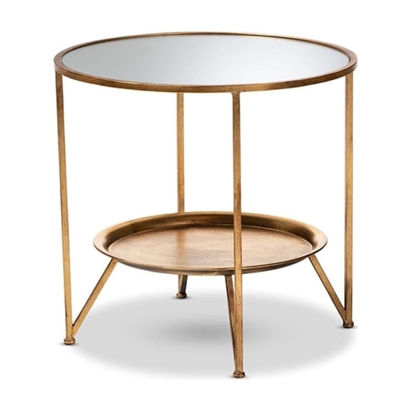 Gold Metal & Mirrored Glass Accent Table - Glam Tray Display