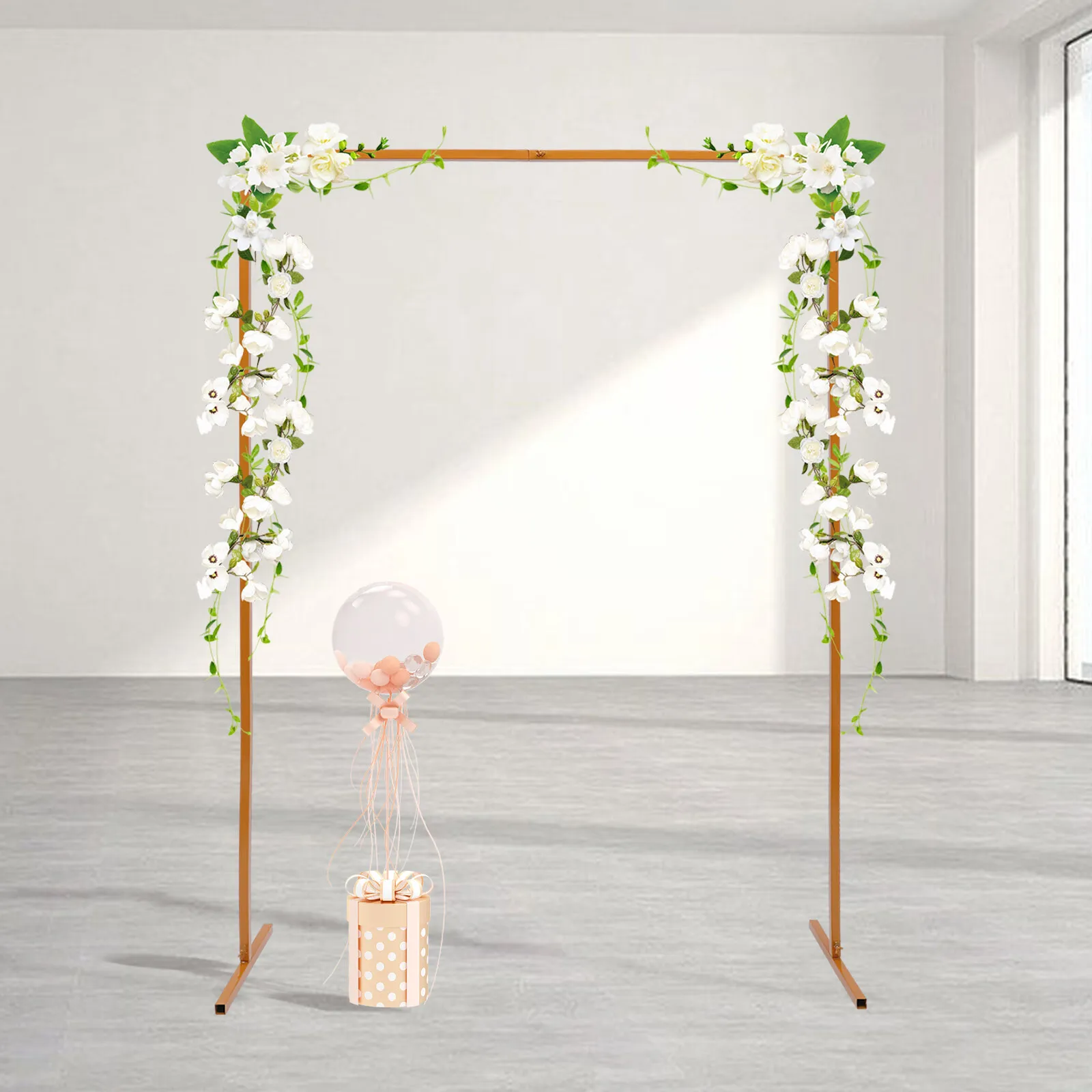 Gold Metal Party Backdrop Wedding Arch Rack Rectangular Flower Decor ...