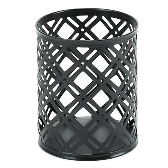 Gold Metal Pen Holder for Desk, Makeup Brushes Cup, Pencil Holders, Office&Home Organizer, 10*8cm - black