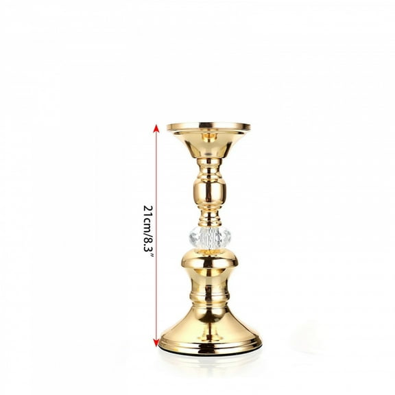 Gold Metal Pillar Candlestick Holders Vintage Pillar Candle Holders Elegant Metal Crystal Pillar Candle Stands