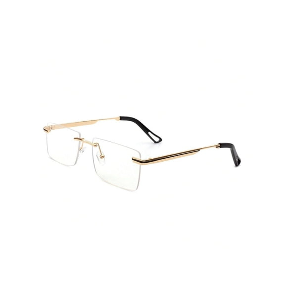Gold Metal Small Square Transparent Frame Sunglasses - Clear Lens UV Protection Fresh Daily Eyewear
