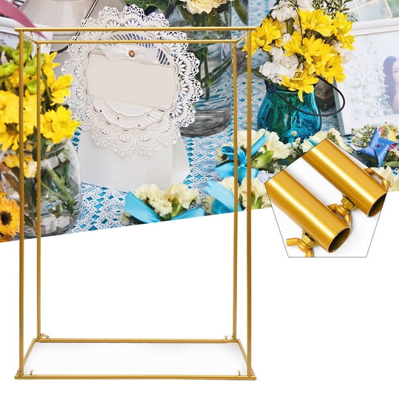 Gold Metal Square Wedding Arch, 114x60x180cm, Easy Assembly, Reusable, for Weddings and Events