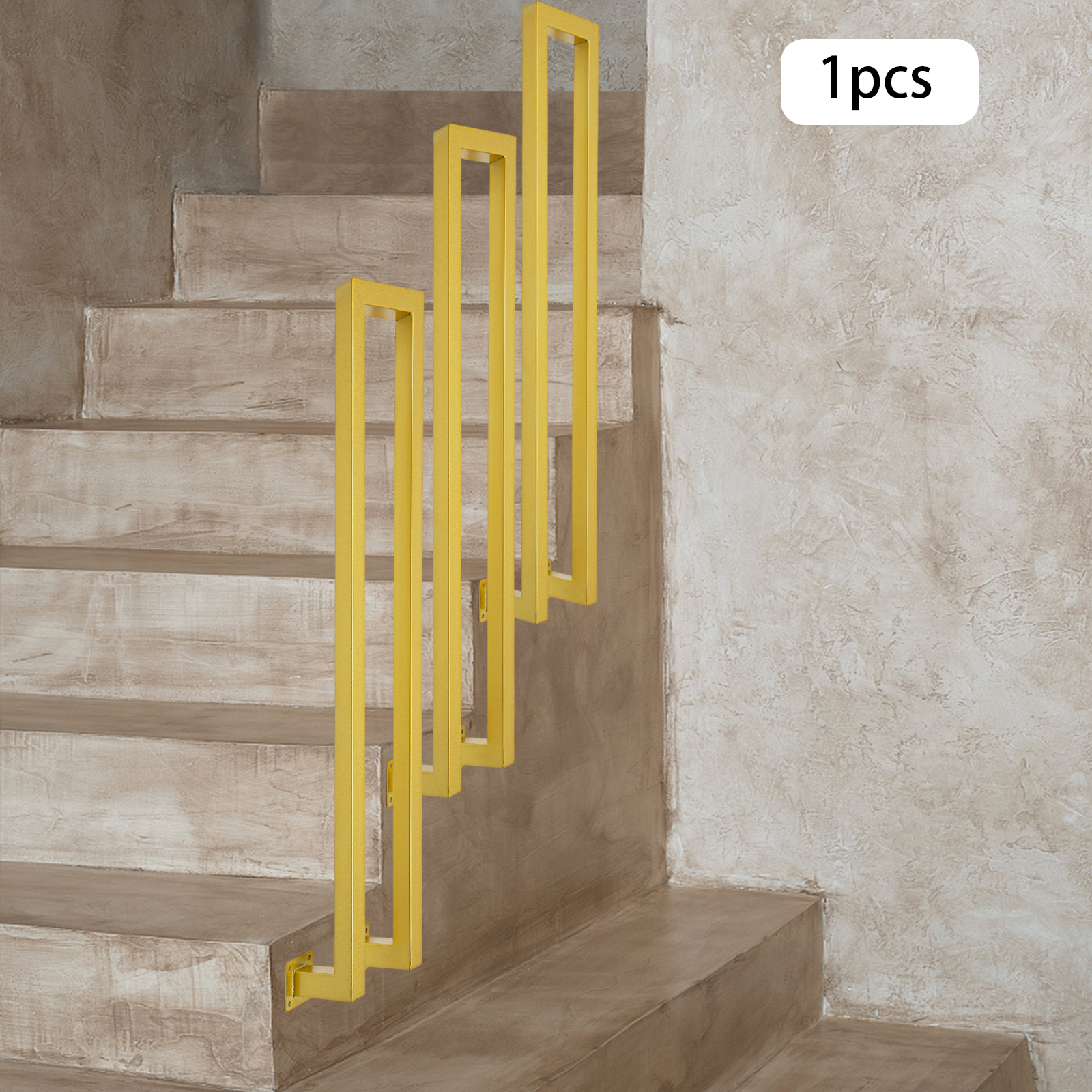 Gold Metal Stair Handrail 85cm Modern Wall Mounted Safety Rail for ...