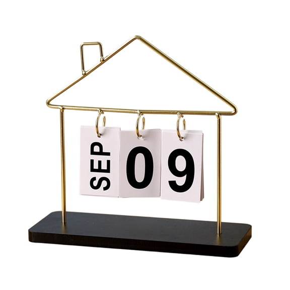 Gold Metal Tabletop Calendar Ornament With Reusable Design For Home And Office Decor And Practical Date Display
