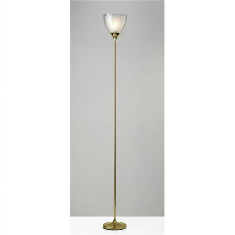 Chalice Mixed Material Torchiere With Black Metal Smoked Glass Chalice Mixed Material Torchiere With Black Metal Smoked Glass