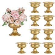 Gold Metal Vases for Table Centerpieces 5" Mini Compote Pedestal Vase Set of 10