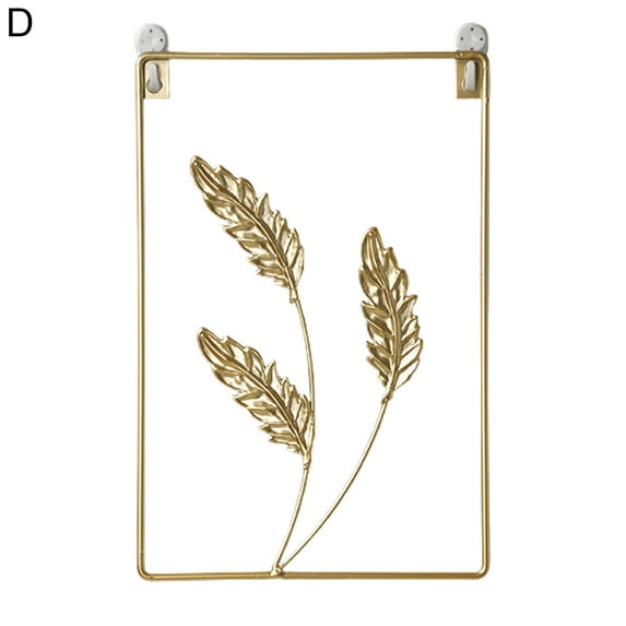 Gold Metal Wall Decor,Golden Leaf Wall Hanging Decor with Frame, Wall Ornaments, Golden Metal Art Wall Sculpture for Living Room, Office, Home, Hotel