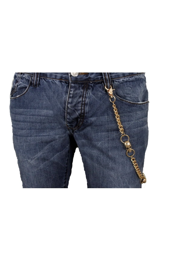 Gold Metal Wallet Chain Links Key Chain Trucker Skeleton Skull Charms