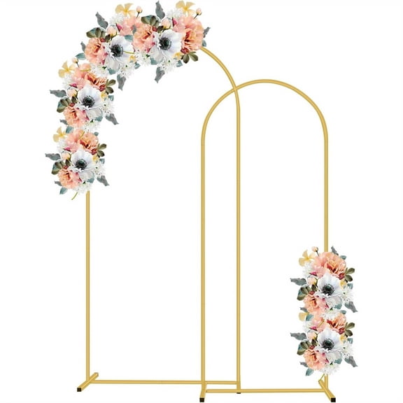 Gold Metal Wedding Arch Backdrop Stand Set of 2 - 6FT & 5FT Door Frame Arch for Ceremony, Party & Photo Decor