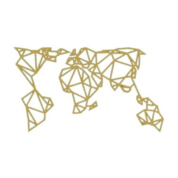 Gold Metal World Map Wall Art
