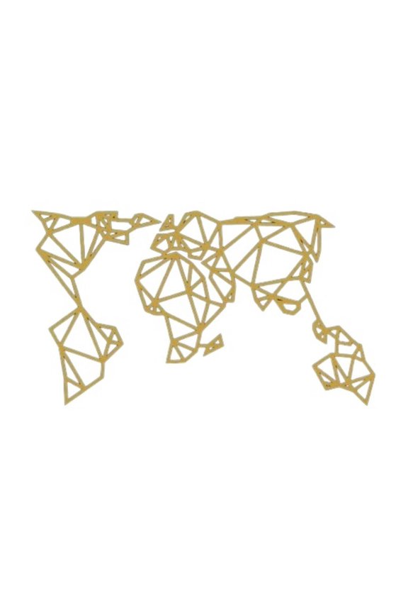 Gold Metal World Map Wall Art