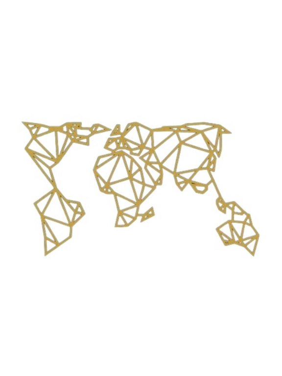 Gold Metal World Map Wall Art