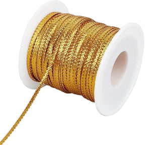 Gold Metallic Dreadlock String 109 Yds 1/8 Inch Nylon Ribbon Hiop Hair Tie Sparkly Edge Twine Glitter Cord for Craft Hair Extension Sewing Gold 1roll