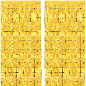 Gold Metallic Foil Square Curtain Backdrop for Birthday, Wedding, Baby Shower, Photo Booth and Party Decorations