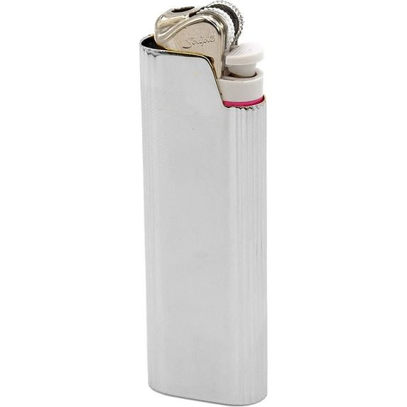 Gold Metallic Lighter Case Holder Pouch for Full Size Lighters (Type J6, Silver))