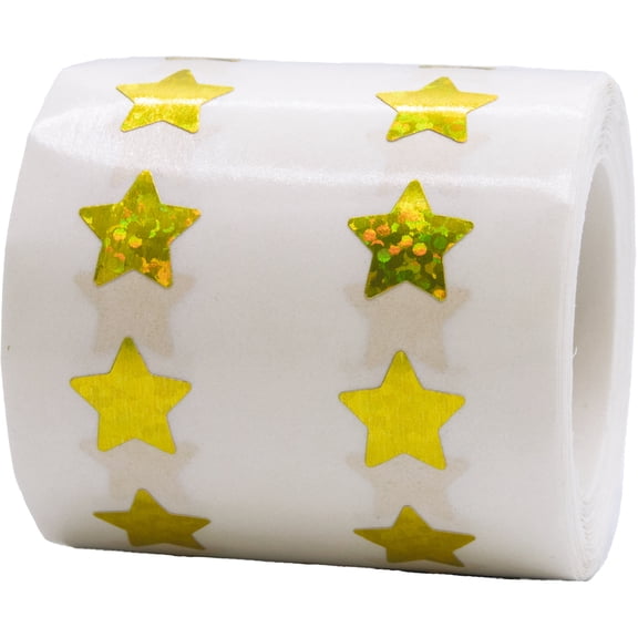 Gold Metallic Sparkle Star Shape Stickers | 0.5 inch 1,000 Pack | InStockLabels.com