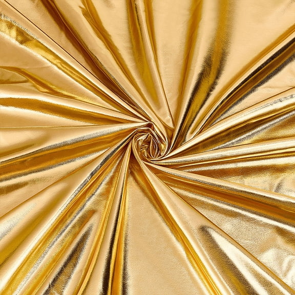 Gold Metallic Stretch Fabric 2.2 Yards x 59 Inch Metallic Foil Spandex Material Shiny Iridescent Stage Performance Fabric