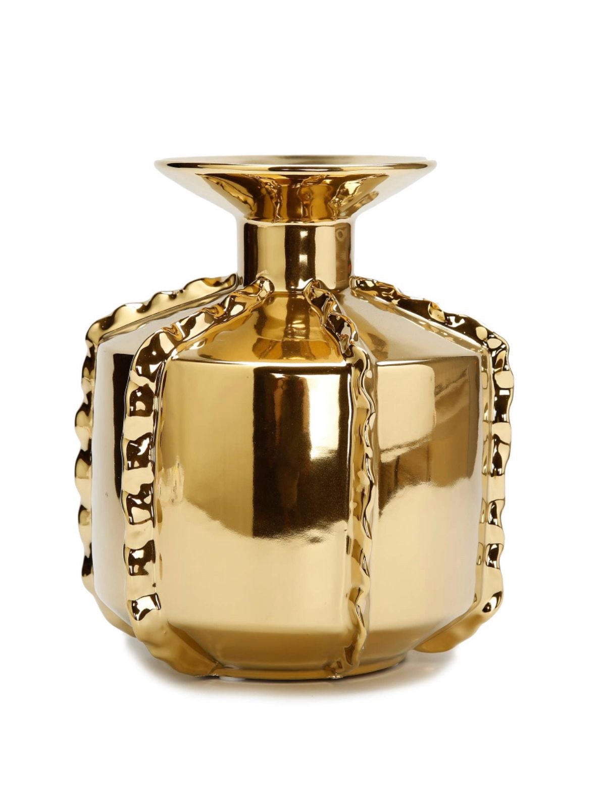 Gold Metallic Vase With Ruffle Design (2 Sizes) - Walmart.com