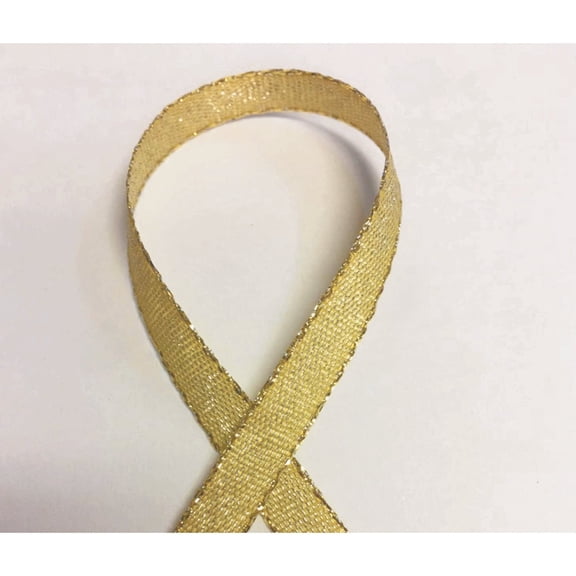 Gold Metallic Woven Edged Ribbon - 5/8 Inches Wide x 10 Yards (66201-16)