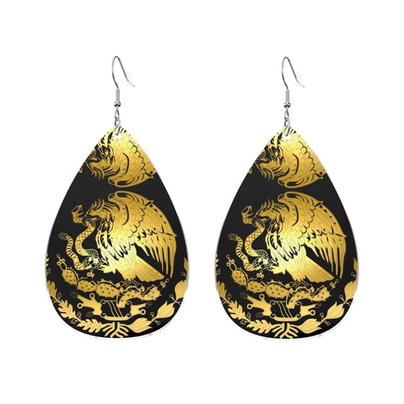Gold Mexican Acrylic Teardrop Ear Rings For Women Dangling Party Holiday