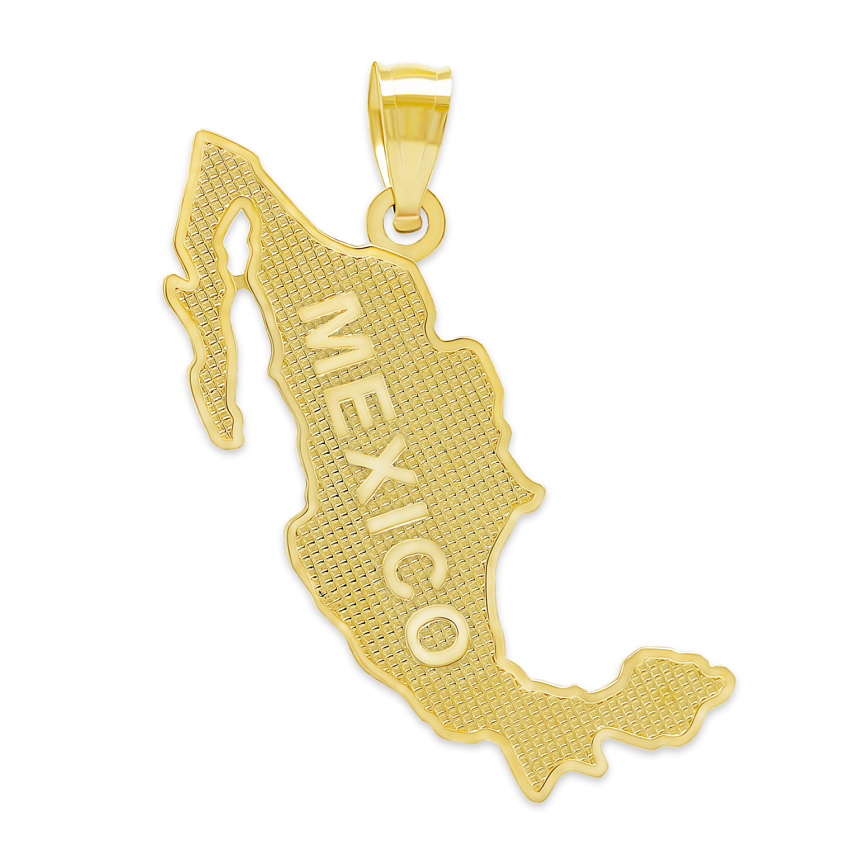 Gold Mexico Charm Pendant - 10 Karat Gold - Mexico Map Outline Jewelry ...