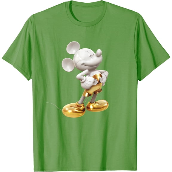 Gold Mickey Mouse Pose DTG Print Unisex T-Shirt,Lime Color,Size M