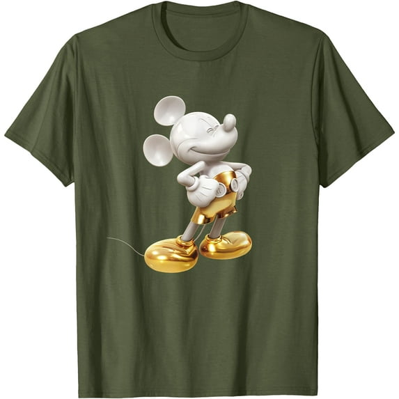 Gold Mickey Mouse Pose DTG Print Unisex T-Shirt,Military Green Color,Size 2XL