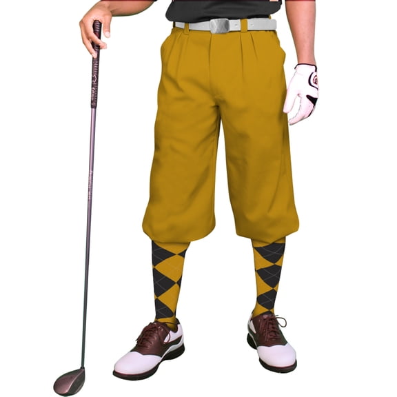 Gold Microfiber Golf Knickers ( Plus Fours) for Men - 24"