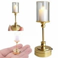 thumbnail image 1 of Gold Mini Desk Lamp, Vintage LED Candle Table Lamp, Small Vintage Lamp, 1Pcs Decorative Candle Holders for Pillar Candles, DIY Craft Decor Ambient Light 0.74x2.12 Inch, 1 of 9