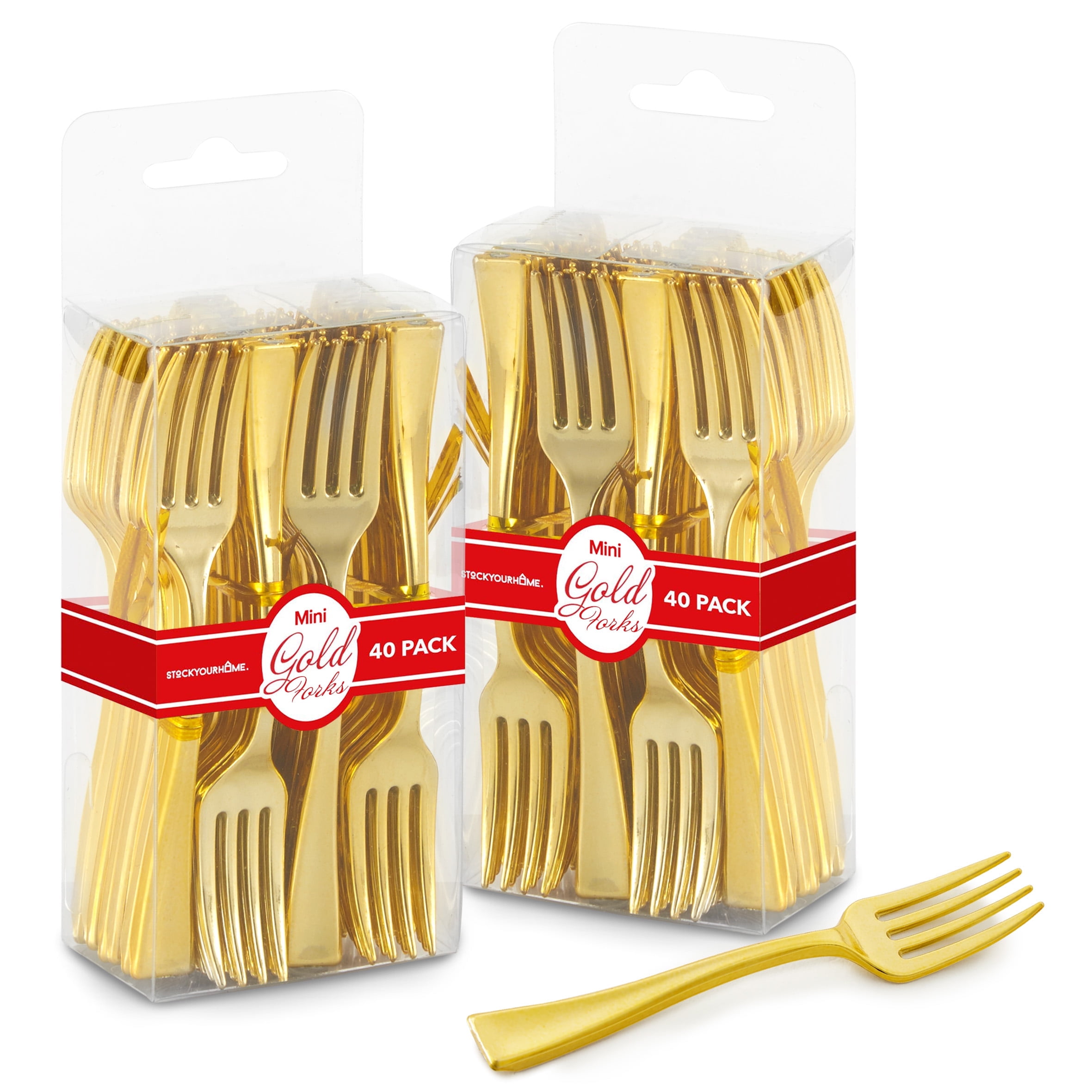 Stock Your Home, Mini Forks, 4 Inch, Gold Disposable Plastic 80  display picture 1