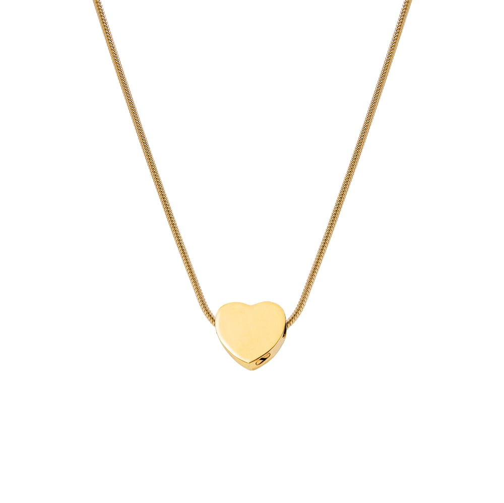 Gold Mini Heart Cremation Jewelry Memorial Necklace Ash Urn Keepsake with FREE Funnel Kit and Velvet Jewelry Box