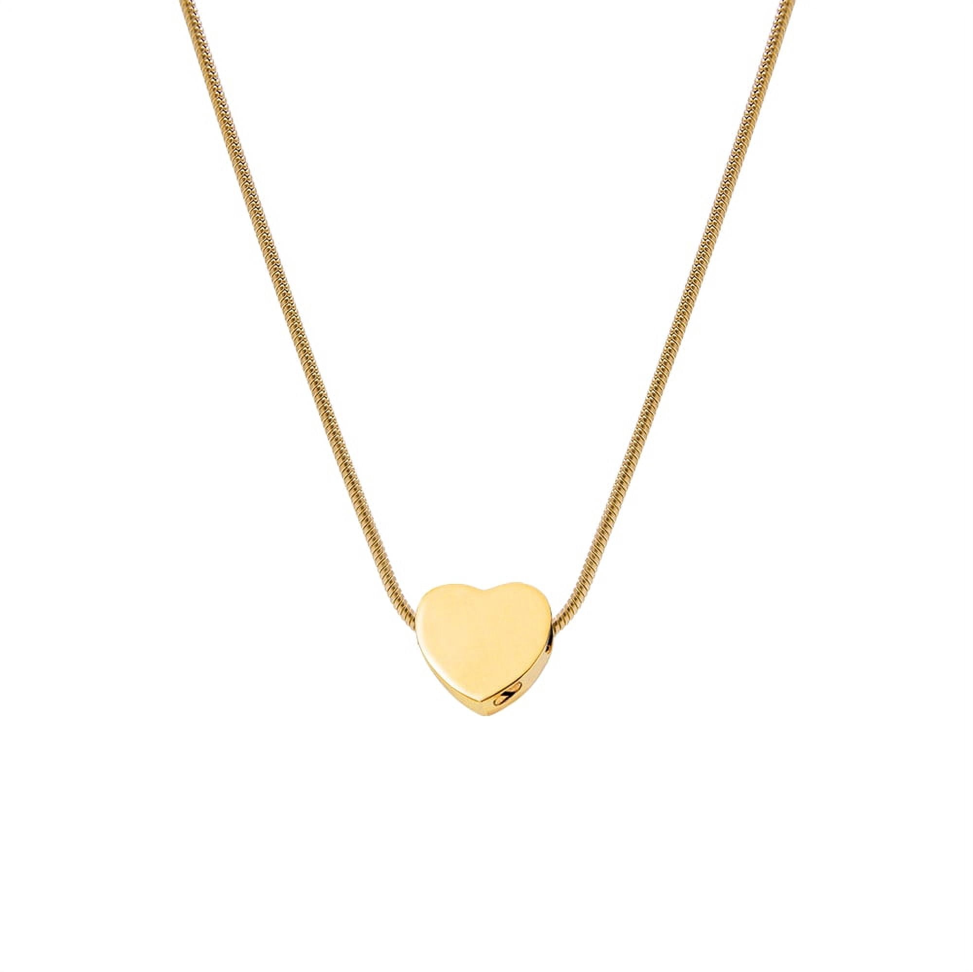 Gold Mini Heart Cremation Jewelry Memorial Necklace Ash Urn Keepsake with FREE Funnel Kit and Velvet Jewelry Box
