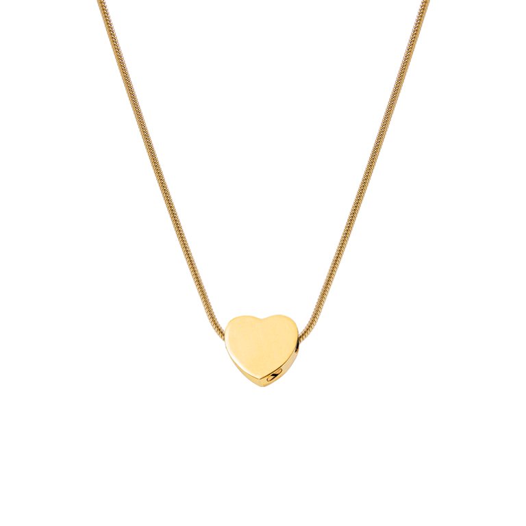 Gold Mini Heart Cremation Jewelry Memorial Necklace Ash Urn