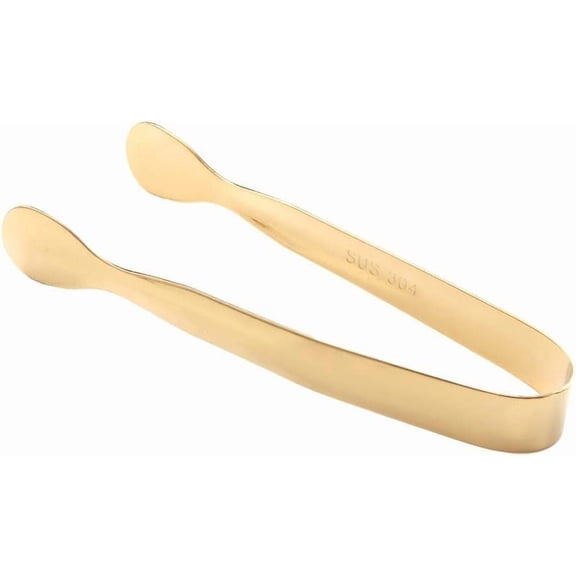 Gold Mini Metal Tongs, 4.3" Stainless Steel Tiny Tong, Small Kitchen Accessories for Serving Food, Ice, Sugar Cube, Salad, Toaster, Desserts