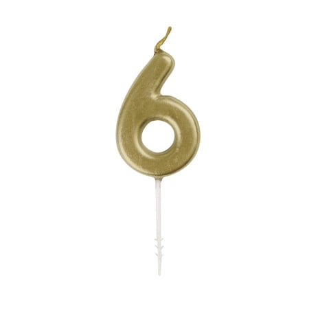 Gold Mini Number 6 Pick Candle