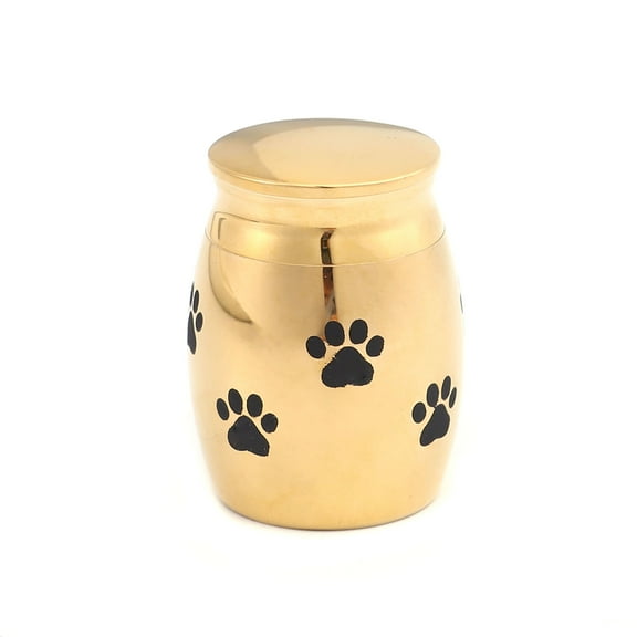 Gold Mini Sized Funeral Pets Ashes Cremation Urns for Dog Cat Keepsake Stainless Steel Warterproof Paw Pet Memorial Ash Container with Free Anavia Pouch