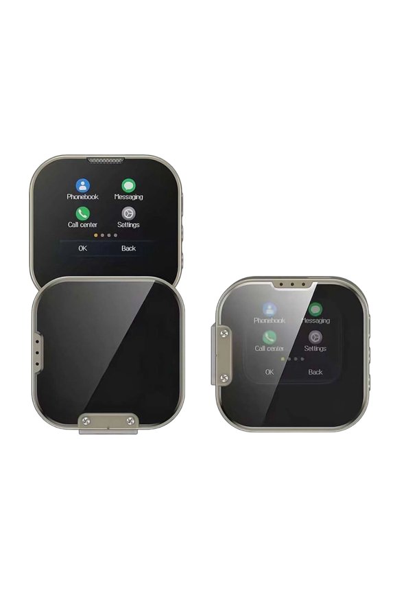 Gold Miniature Flip Mobile Phone With Rotating Screen Dual Sim 2G For Emergency Calls And Text Messaging