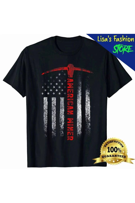 Gold Mining Vintage American Flag Gold Miner Pickaxe Heavy Industry T-Shirt