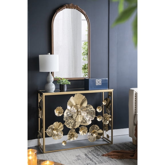 Gold Mirrored Living Room Accessory, 39.5" X 12" 30.5", Entryway Console Table, Modern