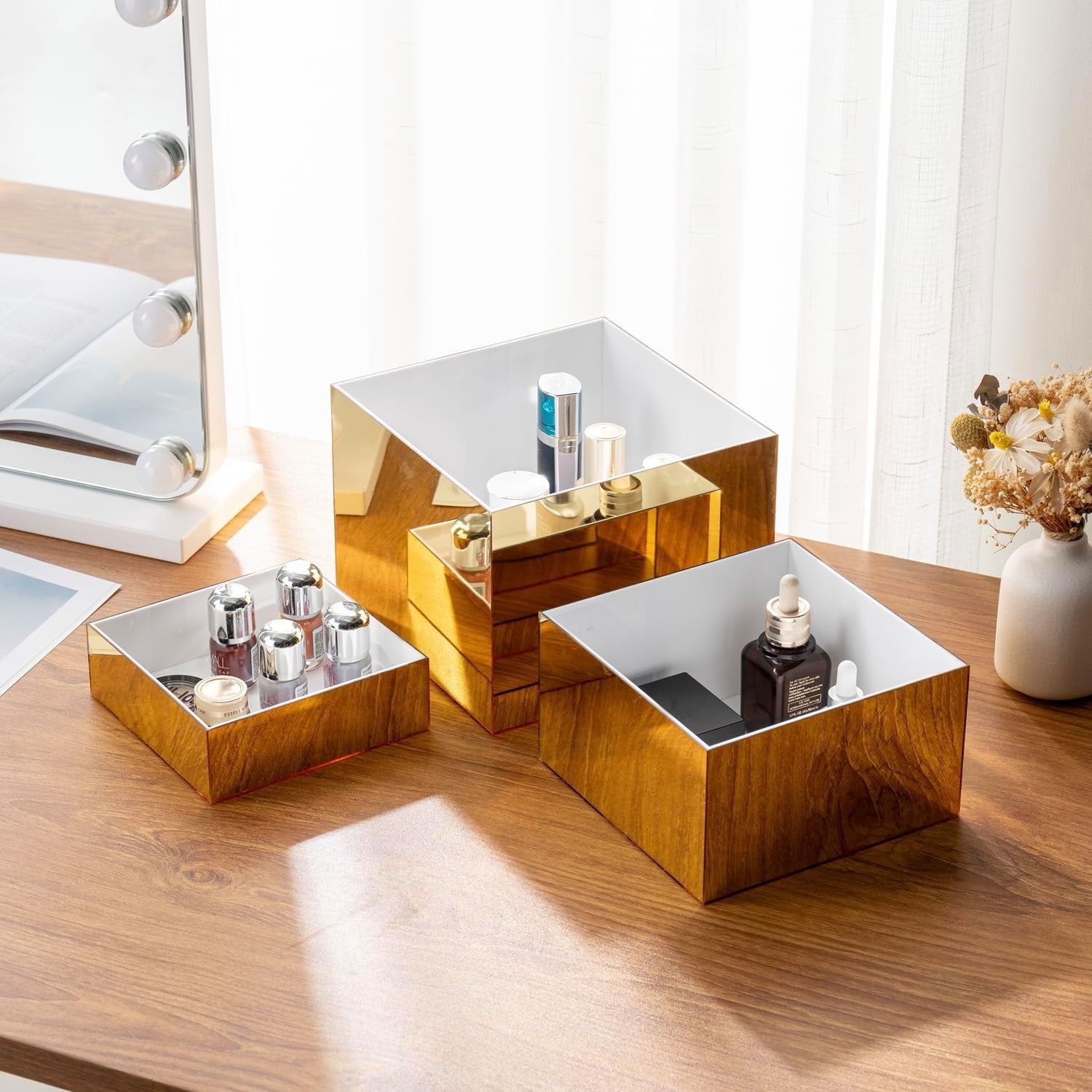 Gold. Retail Risers Gold Mirrored Risers Display Stands, 8, 7, and 6 Inch Block Box Risers ...