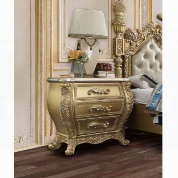 Gold Modern 3-Drawer Bedroom Nightstand