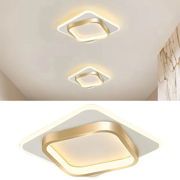 Gold Modern Ceiling Light,Small Square Hallway Ceiling Lamp Cool White Ceiling Lighting Fixtures for Hallway Bedroom Kitchen Living Room Laundry Room Corridor Ceiling Lights